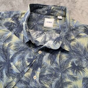 ROWM Palm Tree Print‎ Button Up Short Sleeve Casual Shirt XL